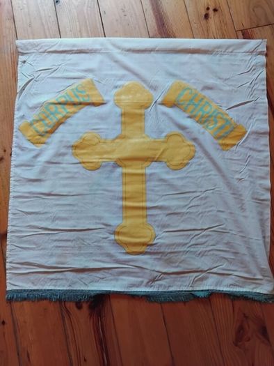 1950s hand painted religious Flag