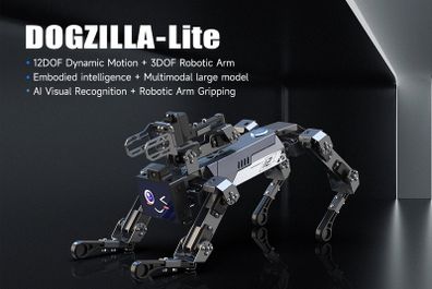 Embodied Intelligent Robot Dog, 15DOF, Programming Education AI Roboterhund with Robotic Arms, Thinking Roboter Hund, APP Controlled Visual Recognition Robot Pet