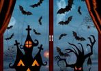 Halloween Window Clings Stickers, 7Sheet Halloween Bats Spiders Window Cling Sticker Decal for Halloween Window Decoration