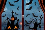 Halloween Window Clings Stickers, 7Sheet Halloween Bats Spiders Window Cling Sticker Decal for Halloween Window Decoration (FREE SHIPPING)