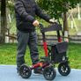 Lightweight Walking Frame, Rubber Wheels, Rollator Walker with Seat and Wheels with Adjustable Handle, Bag, Red Image 2