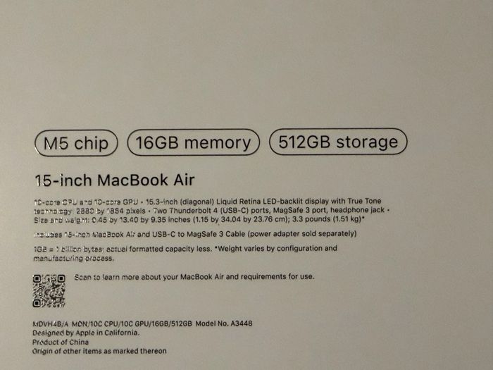 MacBook Air 15-inch 16/512GB (M5 CHIP IRISH STOCK) Brand New Sealed 1 year Apple Warranty MIDNIGHT