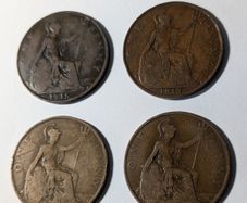 4 x UK old Pennies