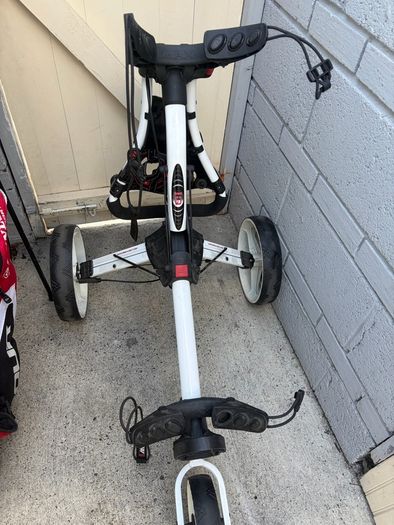 golf clubs and trolley