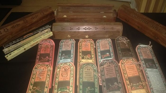 wooden incense box and incense sticks