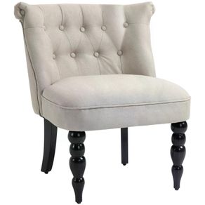 Vintage Leisure Accent Chair with Button Tufted Straight Back, Turned Legs, Thick Sponge Padding for Living Room, Dining Room, Study, Beige