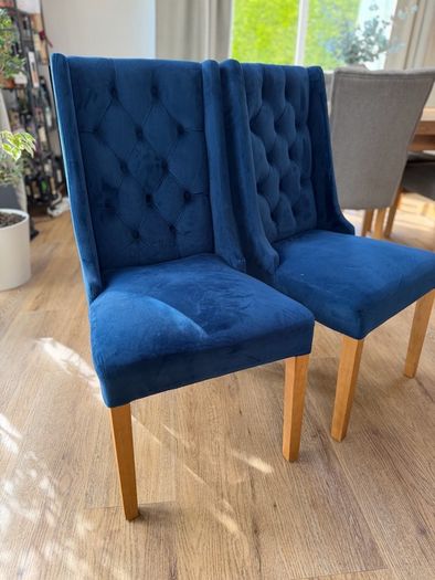 Glam Royal Blue Velvet Chairs