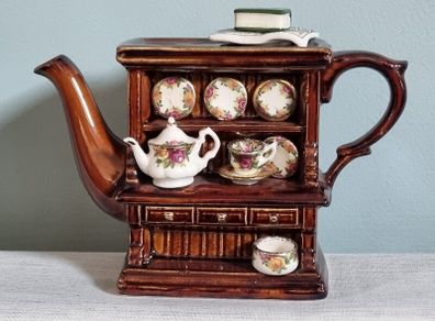 Rare Collectible Miniature Royal Albert 'Old Country Roses'  Welsh Dresser Teapot by Cardew Design