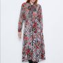 Zara Multicoloured Houndstooth & Floral Print Pleated Flowing Midi Skirt  Xs Image 5