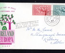 1962 Ireland Europa Commemorative Stamps Illustrated addressed First Day Cover (FDC) with Baile Atha Cliath (Dublin) cancel