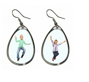 Personalised Photo Teardrop Shaped Hanging Earrings