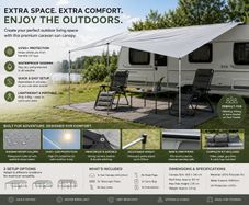 Caravan Awning Caravan Tarp 4 x 2.4 m Sun Canopy Includes Stand-up poles, UV 50+ Protection, Waterproof, 5000 mm.