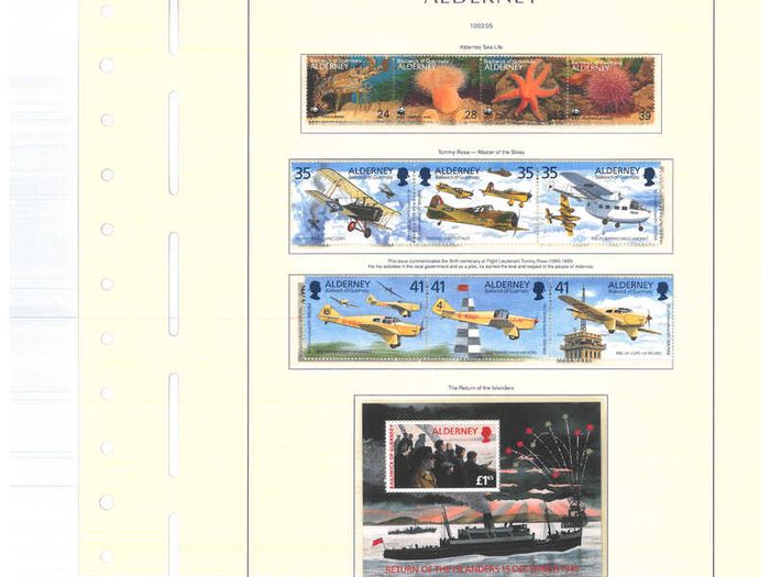 1983-1999 Alderney Stamp collection including commemorative and definitive stamps on Lighthouse hingeless pages (16 pages)