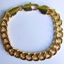 Men's  Bracelet 18K Yellow Gold Plated Flat Cuban Link Chain Bracelet length 8" Image 2
