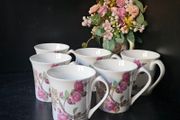 Aynsley "Elizabeth Rose"  Fine Bone China Mugs x 6