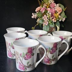 Aynsley "Elizabeth Rose"  Fine Bone China Mugs x 6
