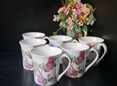 Aynsley "Elizabeth Rose"  Fine Bone China Mugs x 6