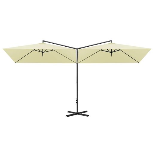 Double Parasol with Steel Pole Sand 600x300 cm