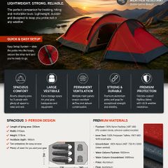 3-Person Trekking Tent Siliconized  Aluminium  Poles