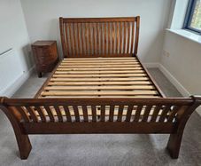 Sleigh Bed, bedside locker, chest of drawers