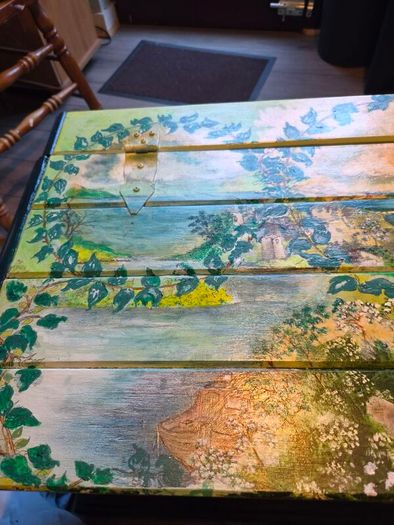 original hand painted wooden chest