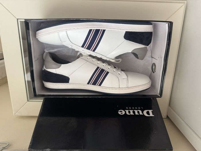 Dune white leather trainers