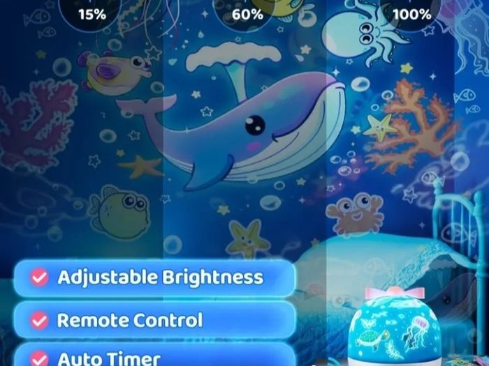 Remote Night Light Projector & Room Decor, 15 Films, 15 White Noises/Lullabies Moon Star Projector Night Light, USB Rechargeable Night Light Projector, Portable Sound Machine Star Light Projector Lamp, Kawaii Gift Halloween, Christmas Gift