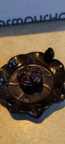 Brown Glazed Pottery Incense/trinket Dish/ashtray Ruffled 4 inches