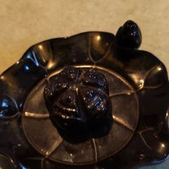Brown Glazed Pottery Incense/trinket Dish/ashtray Ruffled 4 inches