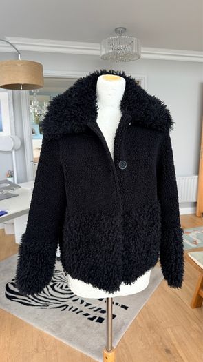 Maje black curly faux fur  jacket