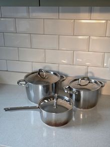 IKEA Stainless Steel 3 Pot & Saucepan Set with Lids - Induction