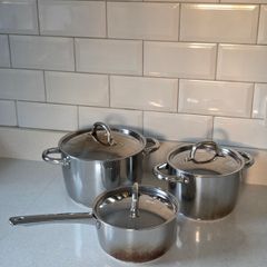 IKEA Stainless Steel 3 Pot & Saucepan Set with Lids - Induction