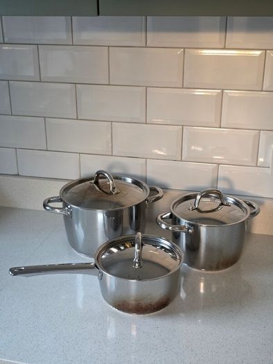 IKEA Stainless Steel 3 Pot & Saucepan Set with Lids - Induction