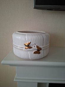 White Flower Ceramic Flower Pot 15ch High