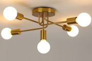 NEW SALE | Modern Sputnik Chandelier Ceiling Light, 5 Lights Golden Semi Flush Mount Ceiling Lights, Adjustable Ceiling Light Fitting for Living Room Kitchen Dining Room Farmhouse Hallway