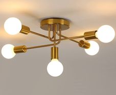 NEW SALE | Modern Sputnik Chandelier Ceiling Light, 5 Lights Golden Semi Flush Mount Ceiling Lights, Adjustable Ceiling Light Fitting for Living Room Kitchen Dining Room Farmhouse Hallway