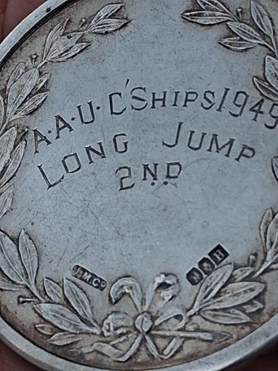 Sterling Silver Irish National Long Jump Medal 1949(48.4 grams)