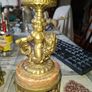 Very Heavy Antique Brass and Marble Elegant Pair of Angelic Candle Holders, Angel on Fish, Image 5