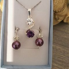 sterling silver set, necklace and earrings, brand new