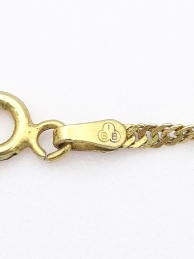 925 Vintage Gold Plated Sterling Silver Italian Signed Flat Curb Diamond Cut Long Chain