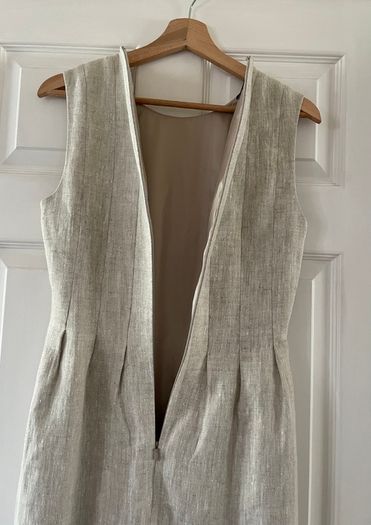 Hobbs Linen Dress - Size 10 - Elegant Neutral Occasion Wear