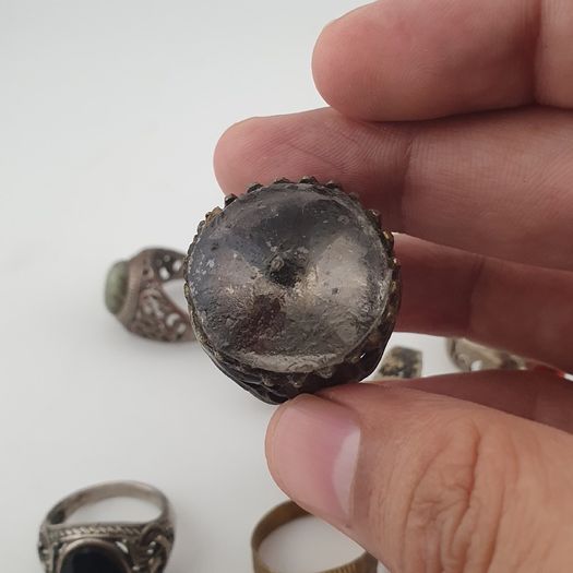 Antique Style Ring Collection 15 Mixed Brass, Glass & Stone Rings