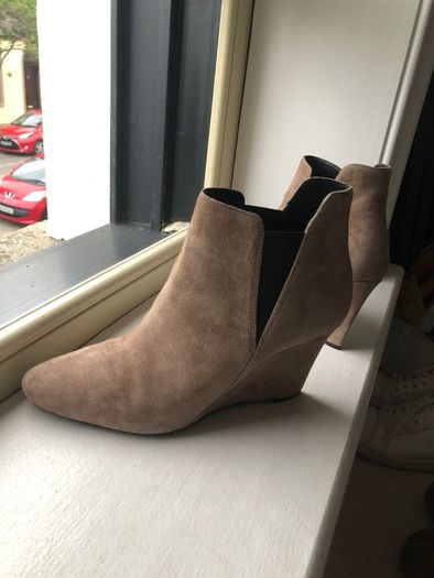 beige suede ankle boot