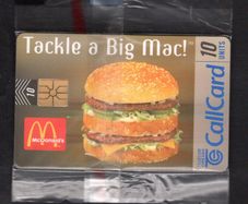 1998 Ireland 10 unit Mcdonald's "Big Mac" burger (Gemplus GEM1) Call Card Mint in Packaging