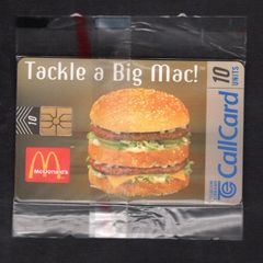 1998 Ireland 10 unit Mcdonald's "Big Mac" burger (Gemplus GEM1) Call Card Mint in Packaging