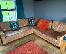 Tan leather corner sofa