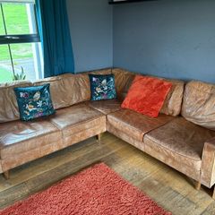 Tan leather corner sofa