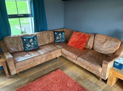 Tan leather corner sofa