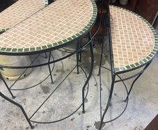 Nest of 5 half moon steel outside tables