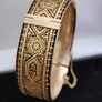 Vintage Damascene hinged bracelet  with a safety chain Image 5